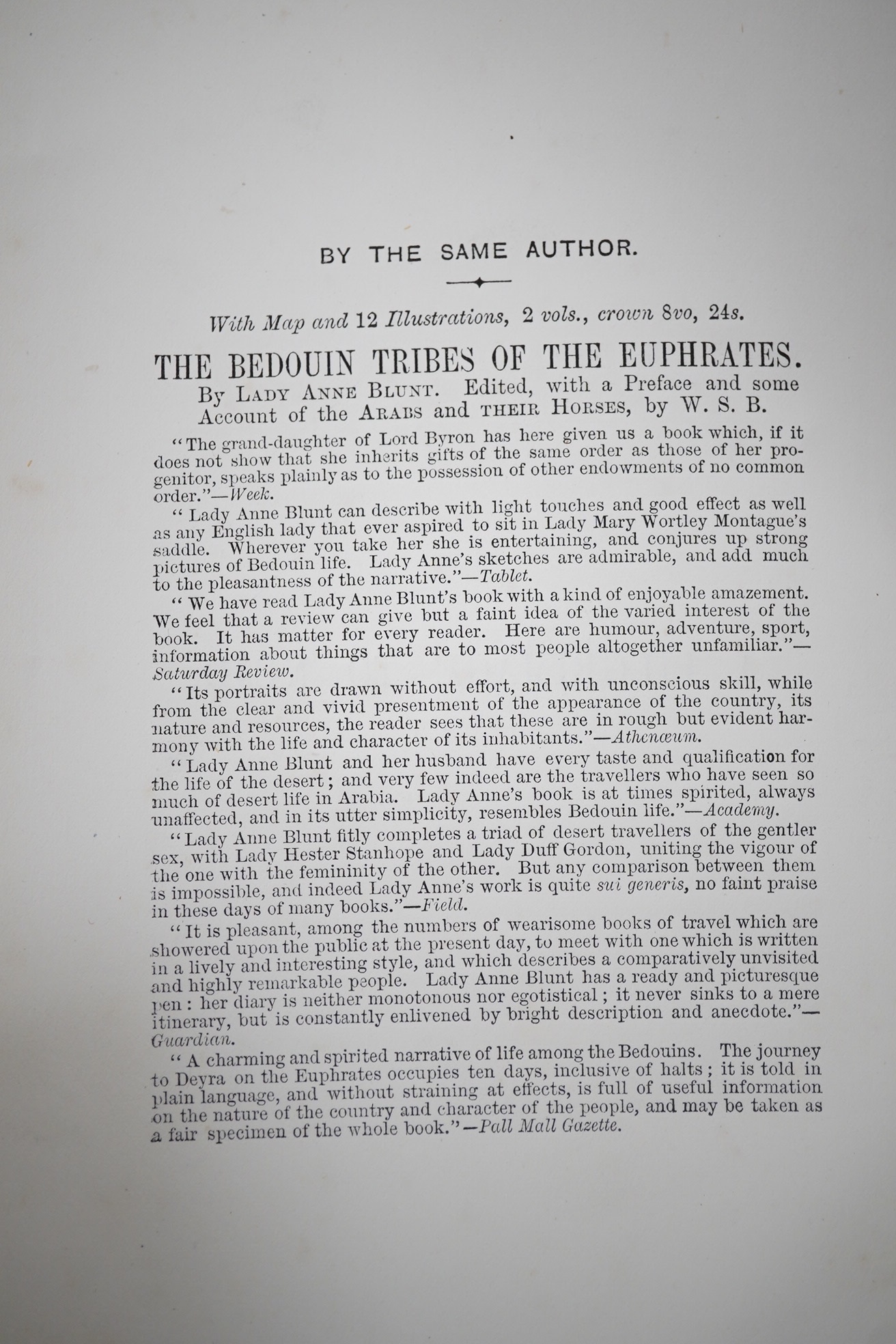 Blunt, Lady Anne - A Pilgrimage to Nejd, the Cradle of the Arab Race. A Visit to the Court of the Arab Emir, and 